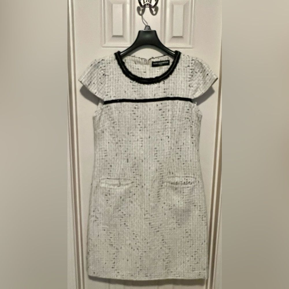 Karl Lagerfeld Black and Off-White Sheath Dress